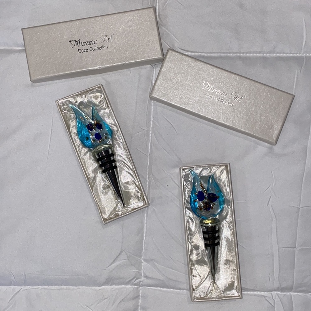 Murano glass bottle stoppers- set of 2
